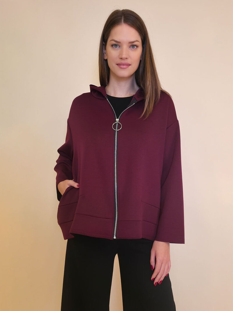 Jakna 48 Quinby - jersey UN cif/hood - burgundy
