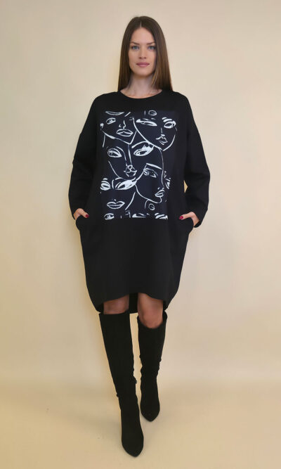 Haljina 44 Tigre PR - black - Faces Black