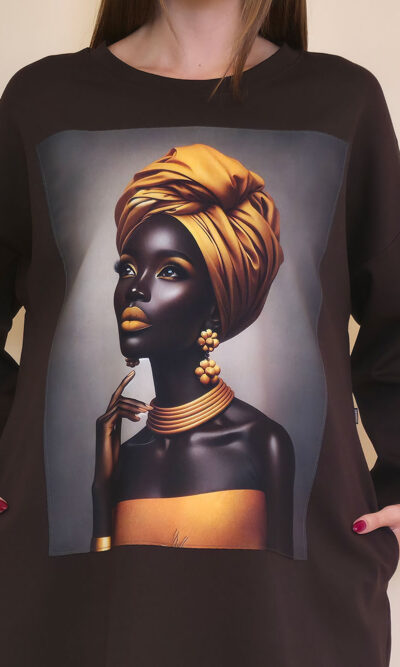 Haljina 44 Tigre PR - coffee - Golden Turban