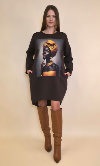 Haljina 44 Tigre PR - coffee - Golden Turban