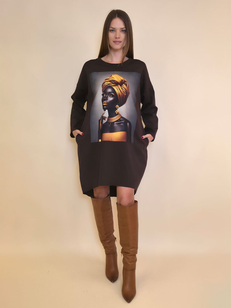 Haljina 44 Tigre PR - coffee - Golden Turban