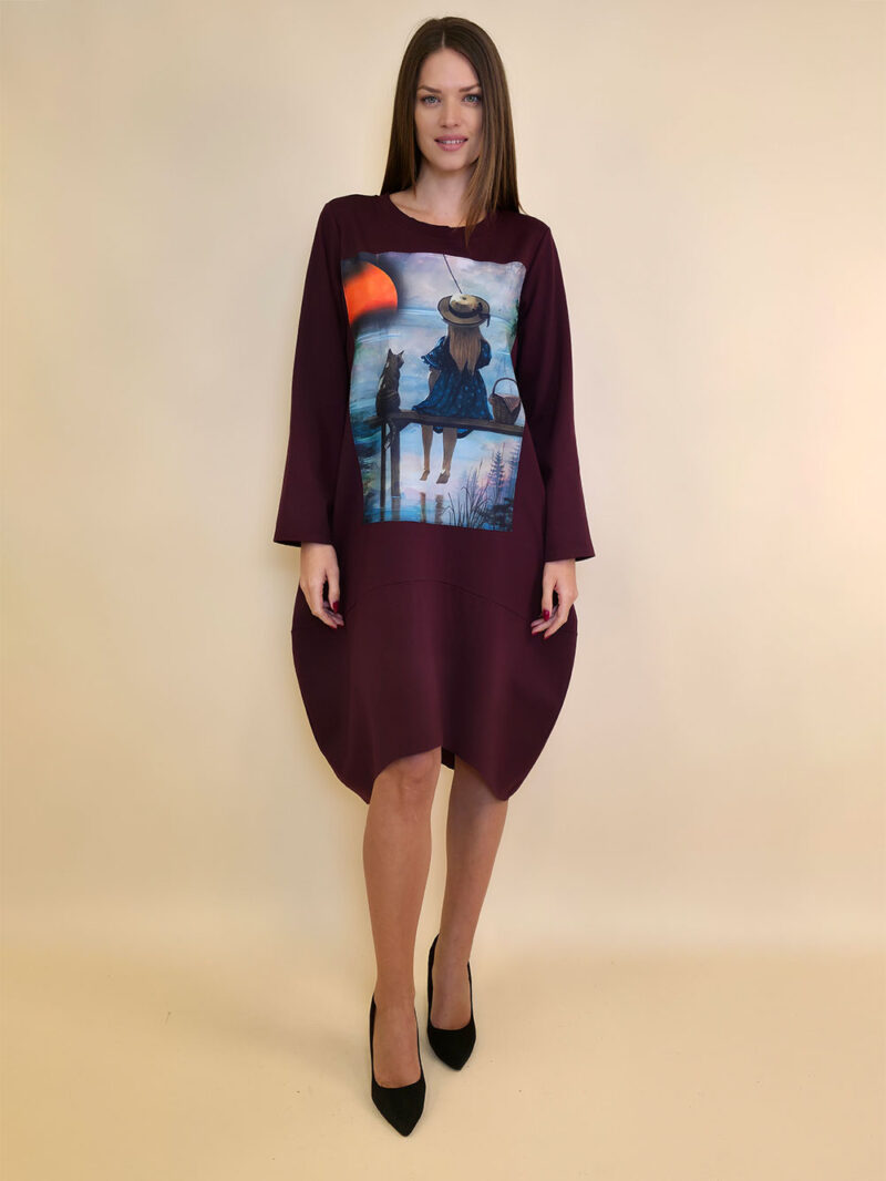 Haljina 48 YoYo PR - burgundy - Curica i mačak