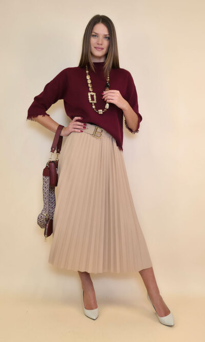Suknja 32 Winona -  scuba UN plisse - beige