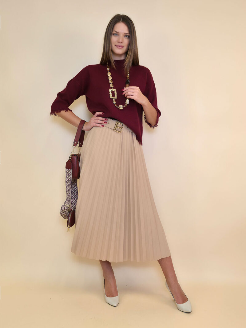 Suknja 32 Winona -  scuba UN plisse - beige
