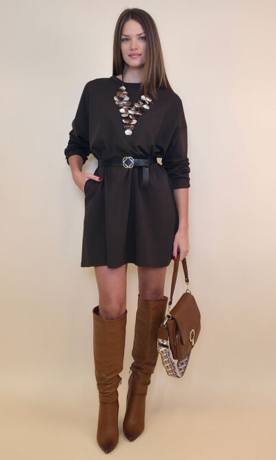 Haljina+remen 48 Aynor -  jersey UN - brown