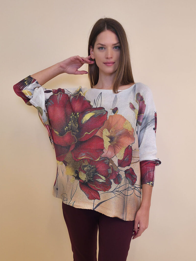 Pulover 28 La Jolla - plt - Big Flowers Burgundy