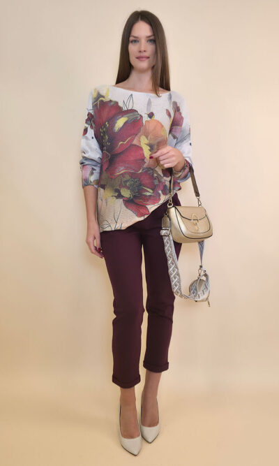 Pulover 28 La Jolla - plt - Big Flowers Burgundy