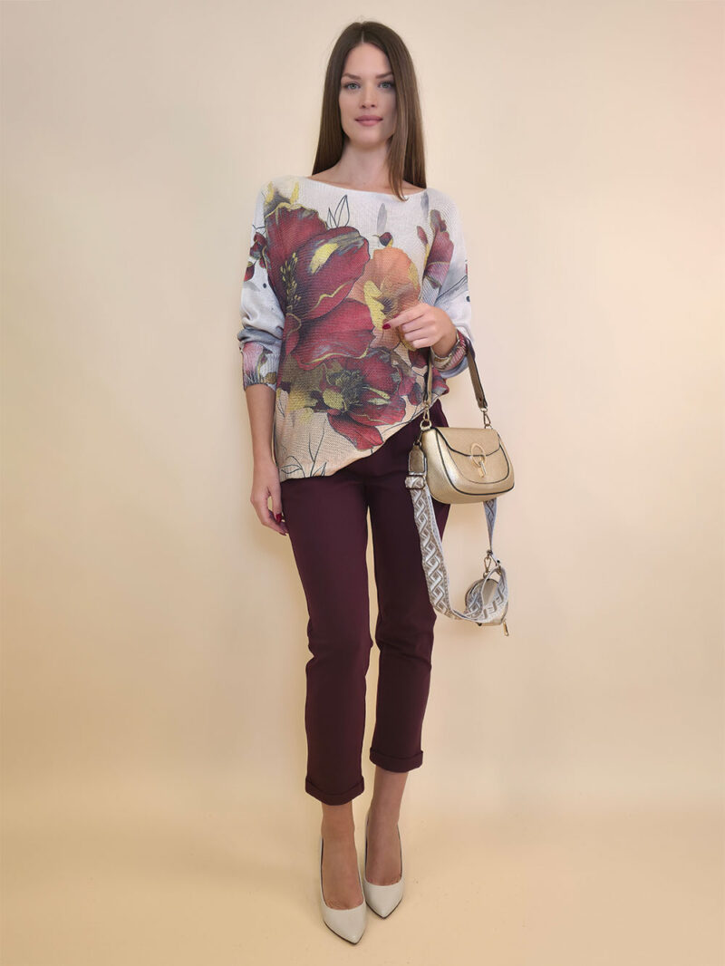 Pulover 28 La Jolla - plt - Big Flowers Burgundy