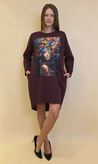 Haljina 44 Tigre PR - burgundy - Leptiri u kosi