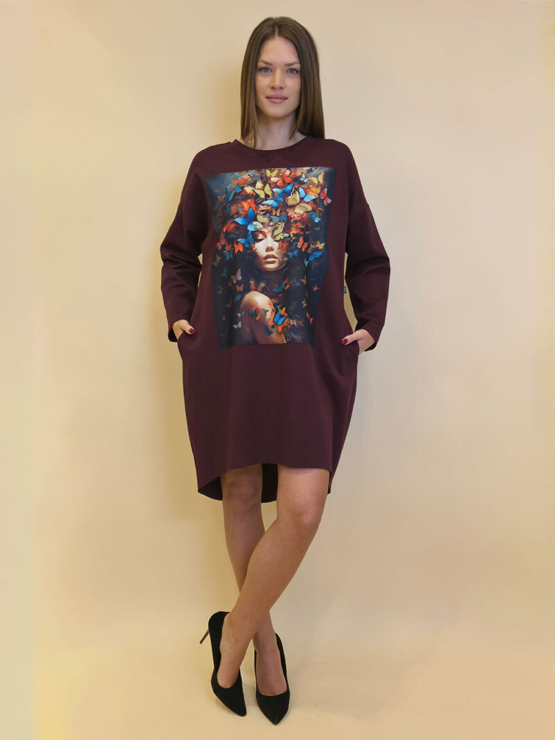 Haljina 44 Tigre PR - burgundy - Leptiri u kosi