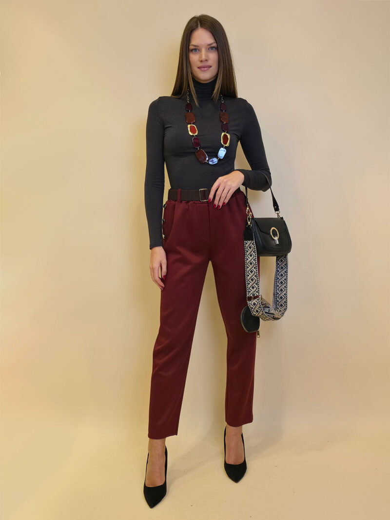 Hlače 46 Allen - burgundy