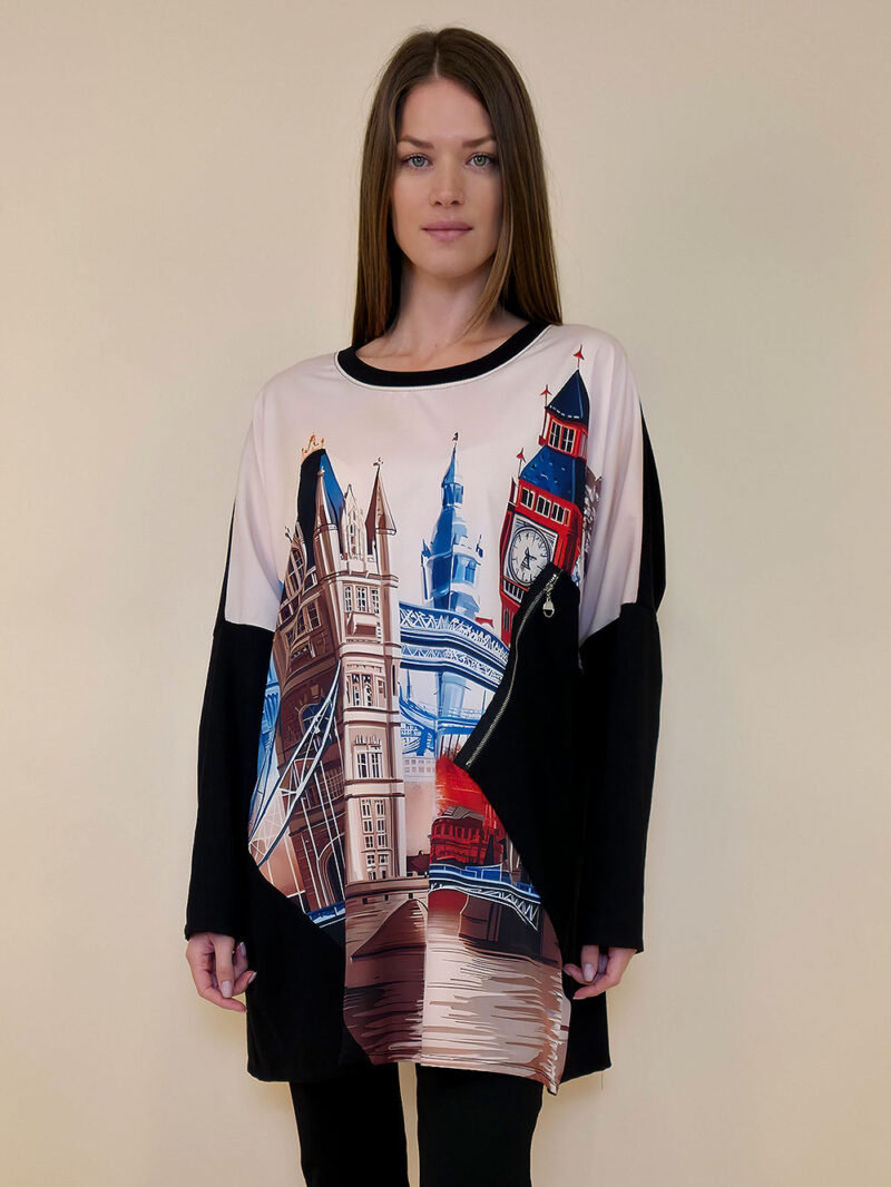 Tunika 42 Ponca - felpa/print cif džep - Tower Bridge
