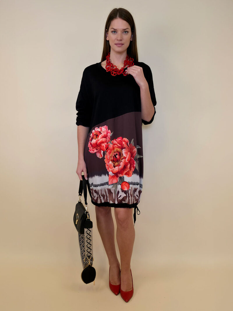 Haljina 42 Alma - felpa/print vezice - Two Red Peonies