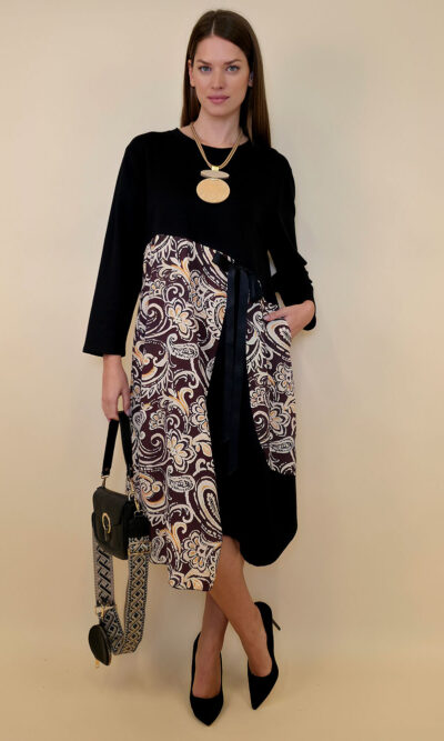 Haljina 52 Merna - felpa/mašna - Paisley beige