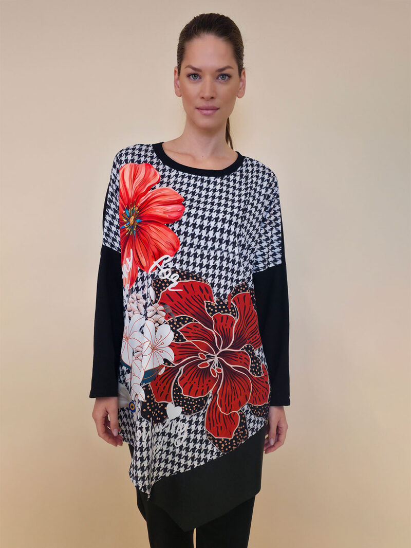 Tunika 40 Abie- felpa/ecco lajsna/print - Dog Tooth Floral