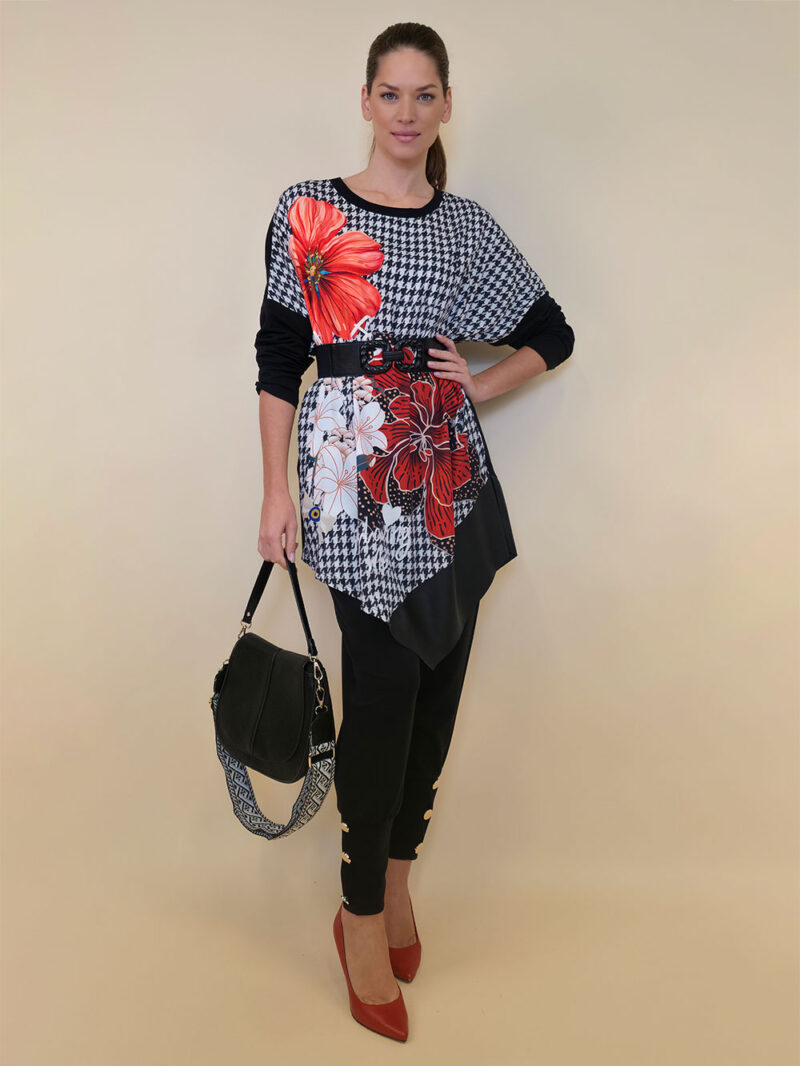 Tunika 40 Abie- felpa/ecco lajsna/print - Dog Tooth Floral