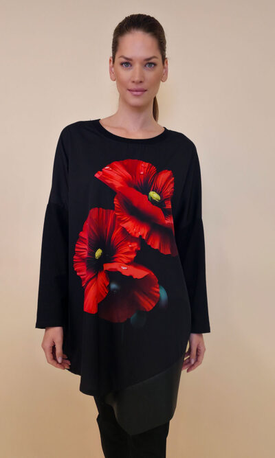 Tunika 40 Abie - felpa/ecco lajsna/print - Red Flower Duo