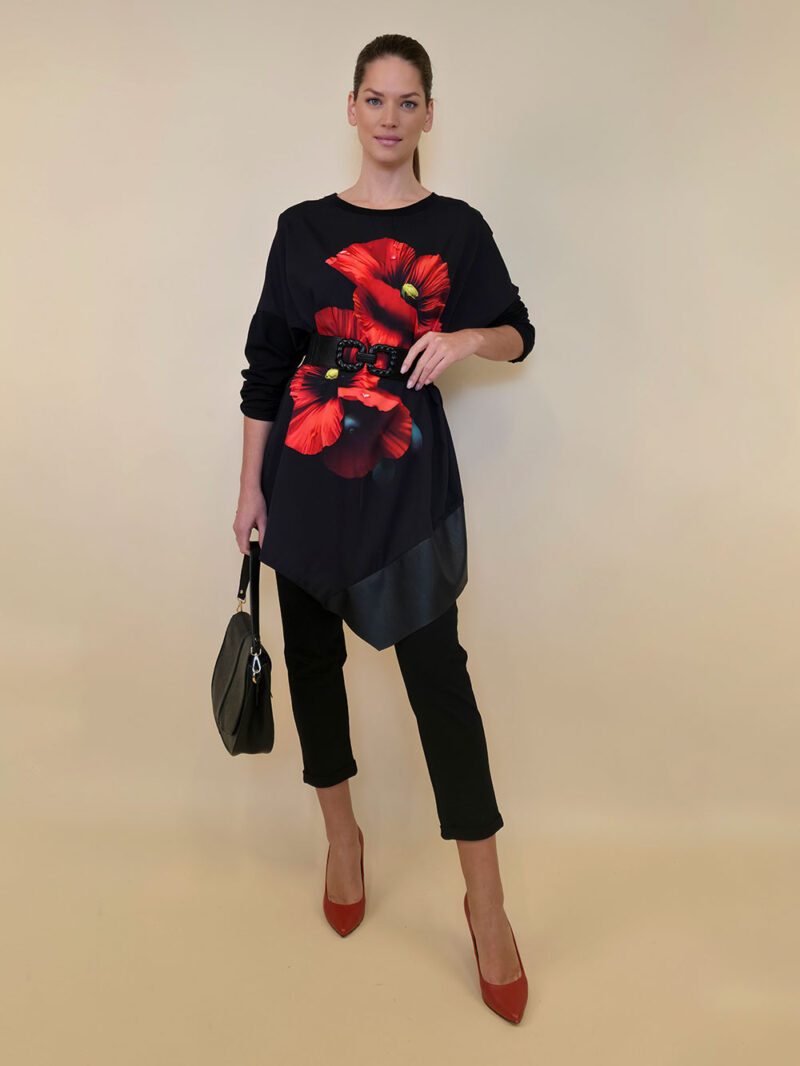 Tunika 40 Abie - felpa/ecco lajsna/print - Red Flower Duo