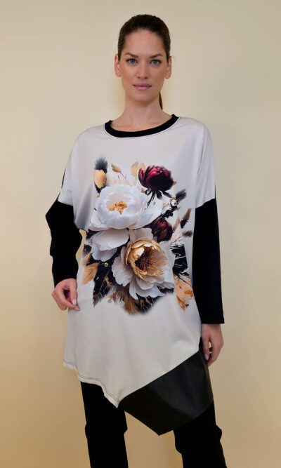 Tunika 40 Abie- felpa/ecco lajsna/print - Peonies beige