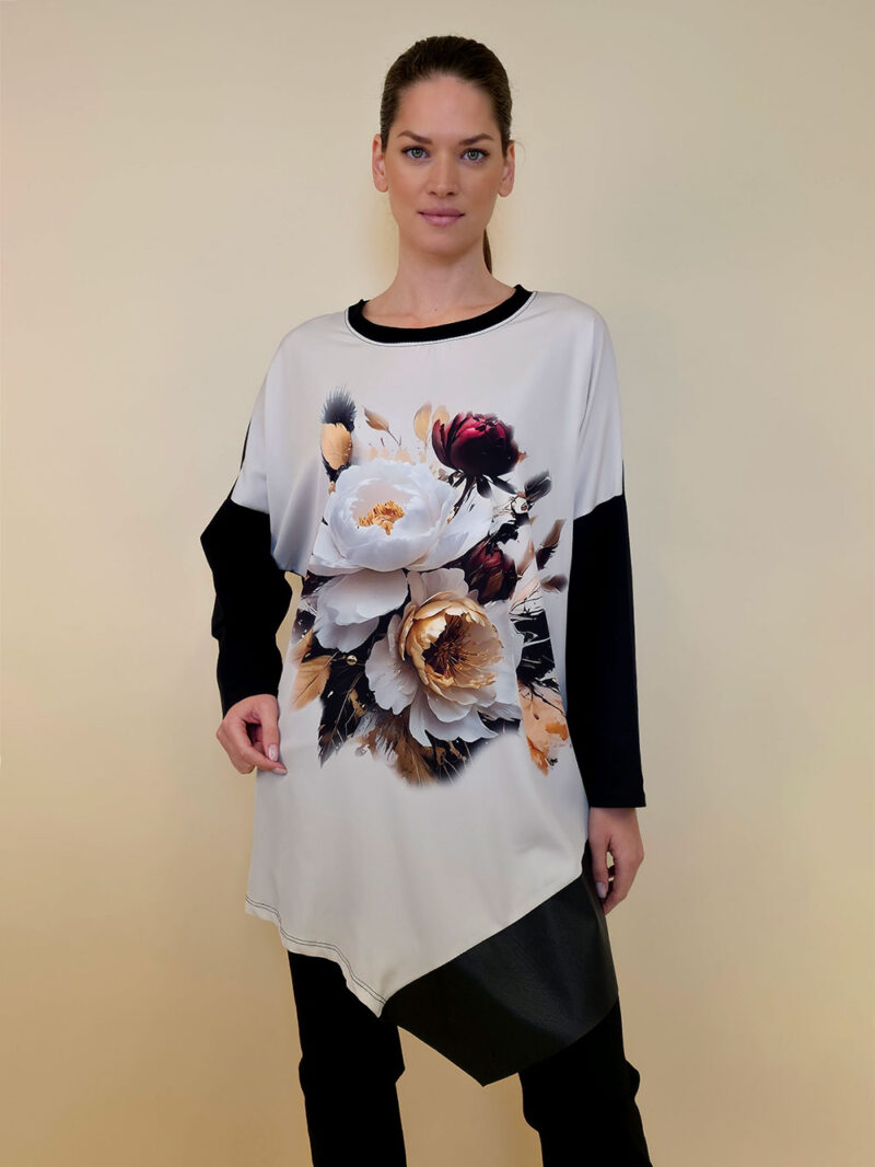 Tunika 40 Abie- felpa/ecco lajsna/print - Peonies beige