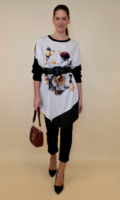 Tunika 40 Abie- felpa/ecco lajsna/print - Peonies beige