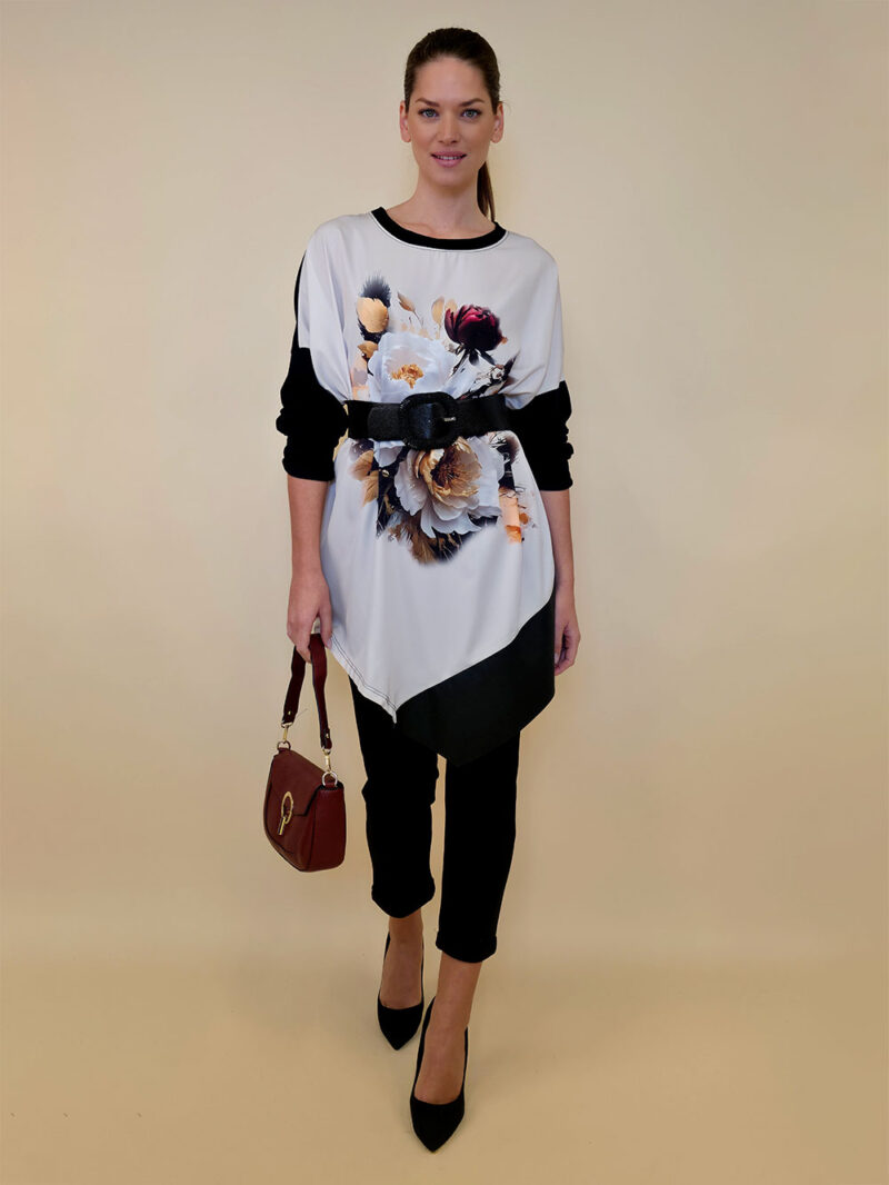 Tunika 40 Abie- felpa/ecco lajsna/print - Peonies beige
