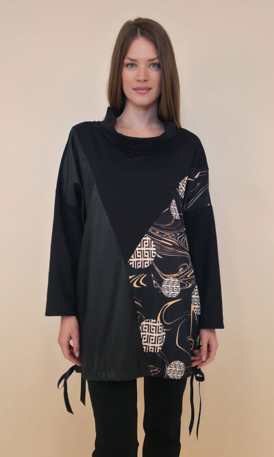 Tunika 48 Black Wings - felpa/ecco leather/print - Golden Balls