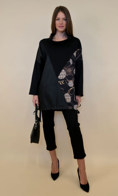Tunika 48 Black Wings - felpa/ecco leather/print - Golden Balls
