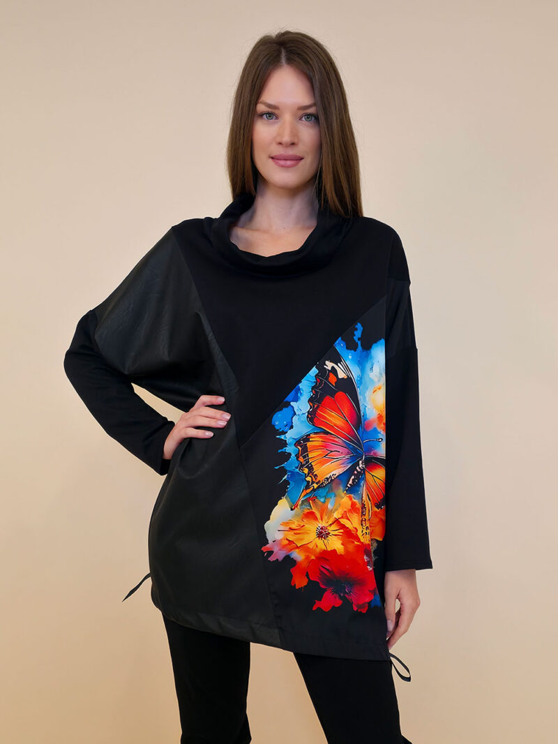 Tunika 48 Black Wings - felpa/ecco leather/print - Butterfly Aqua