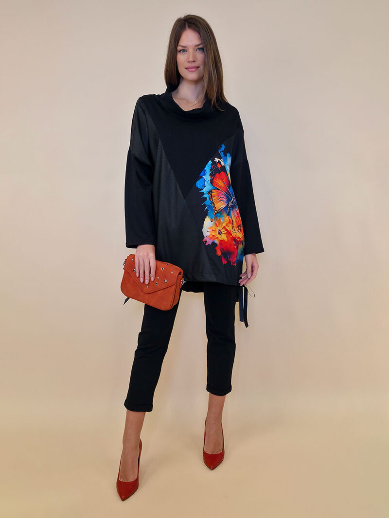 Tunika 48 Black Wings - felpa/ecco leather/print - Butterfly Aqua