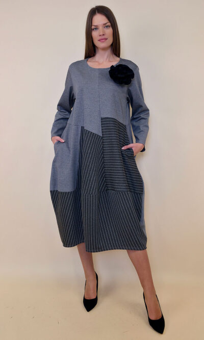Haljina+cvijet 72 Nemaha - jersey UN+jersey stripes - grey/grey