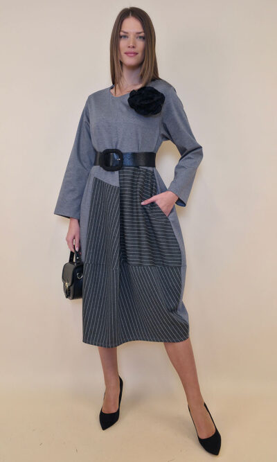 Haljina+cvijet 72 Nemaha - jersey UN+jersey stripes - grey/grey