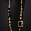 Ogrlica 32 - E kockice/pravokut - gold/black