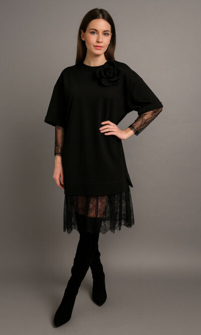 Haljina 68 Seldovia - felpa/lace - black