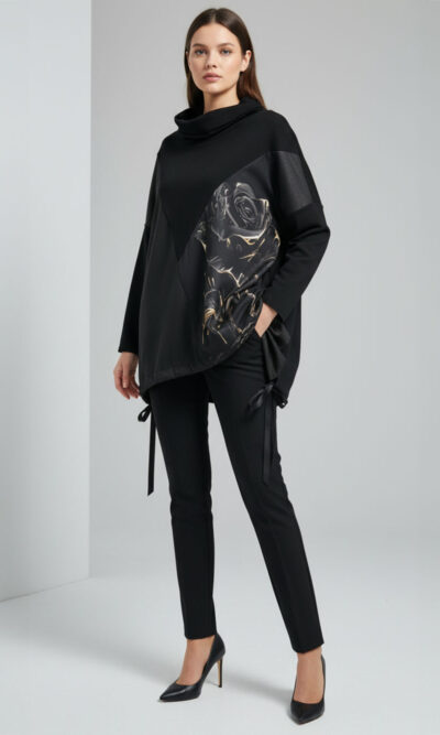 Tunika 48 Black Wings - felpa/ecco leather/print - Black Rose
