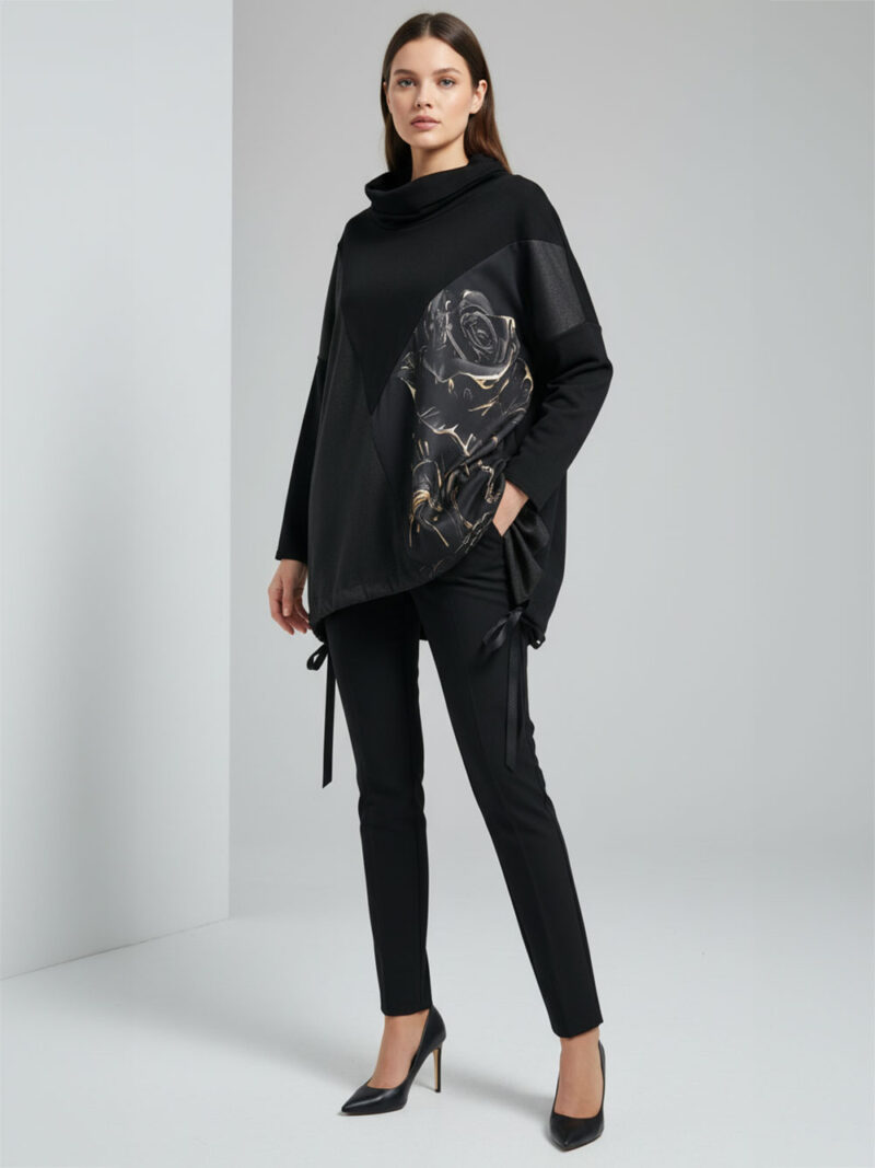 Tunika 48 Black Wings - felpa/ecco leather/print - Black Rose