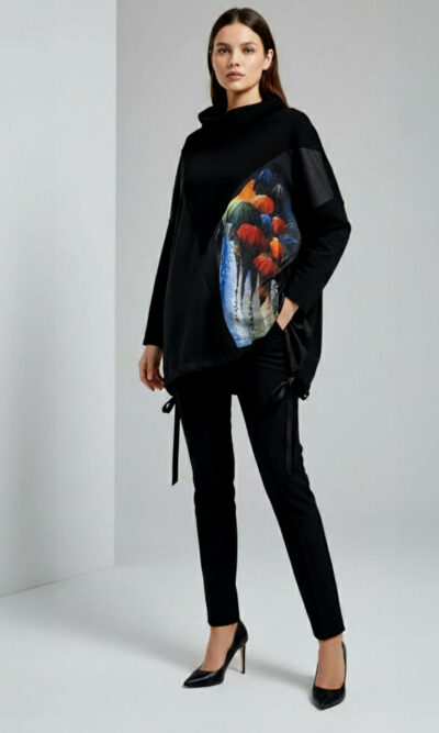 Tunika 48 Black Wings - felpa/ecco leather/print - Rain