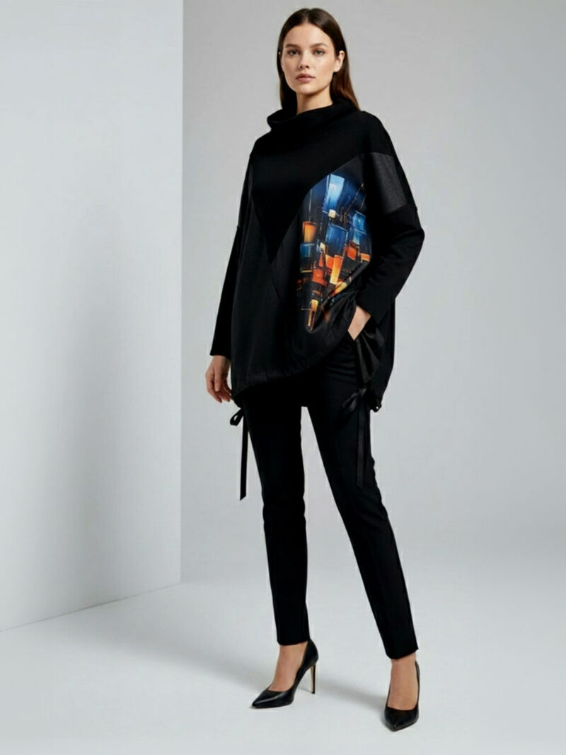 Tunika 48 Black Wings - felpa/ecco leather/print - Kvadar