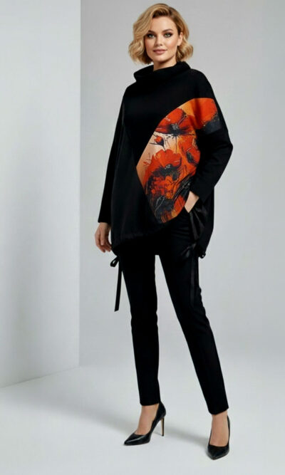 Tunika 48 Black Wings - felpa/ecco leather/print - Poppies Aqua
