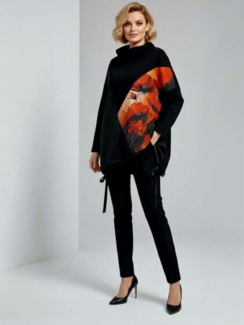 Tunika 48 Black Wings - felpa/ecco leather/print - Poppies Aqua