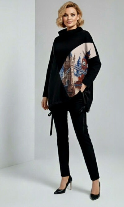 Tunika 48 Black Wings - felpa/ecco leather/print - Tower Bridge