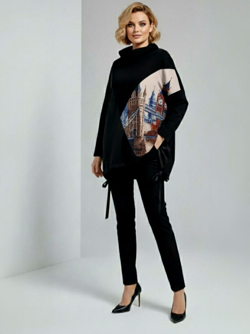 Tunika 48 Black Wings - felpa/ecco leather/print - Tower Bridge