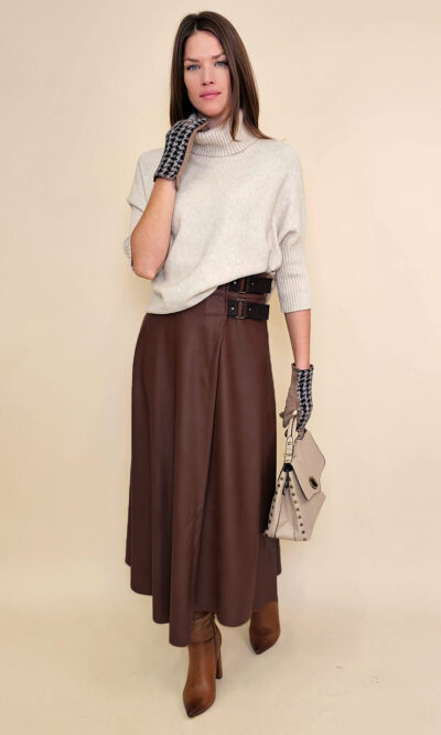 Suknja 72 Manhattan - ecco leather UN - brown