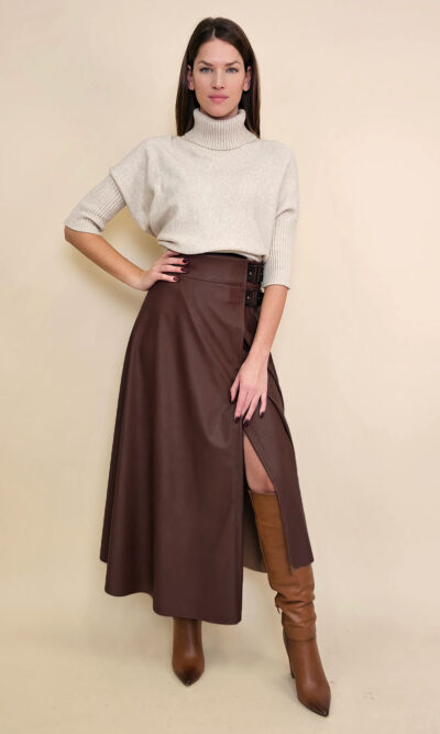 Suknja 72 Manhattan - ecco leather UN - brown