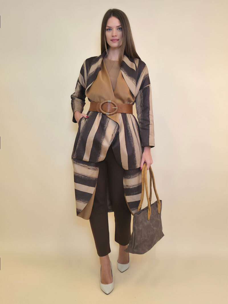 Ogrtač 56 Allendale - ecco suede pruge - beige/brown