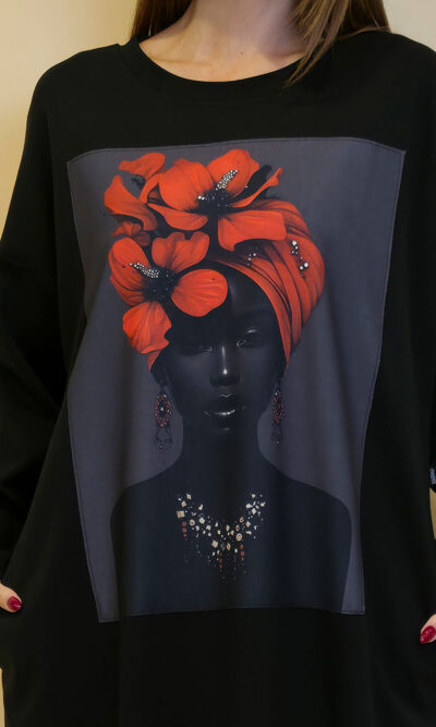 Haljina 44 Tigre PR - black - Red Turban