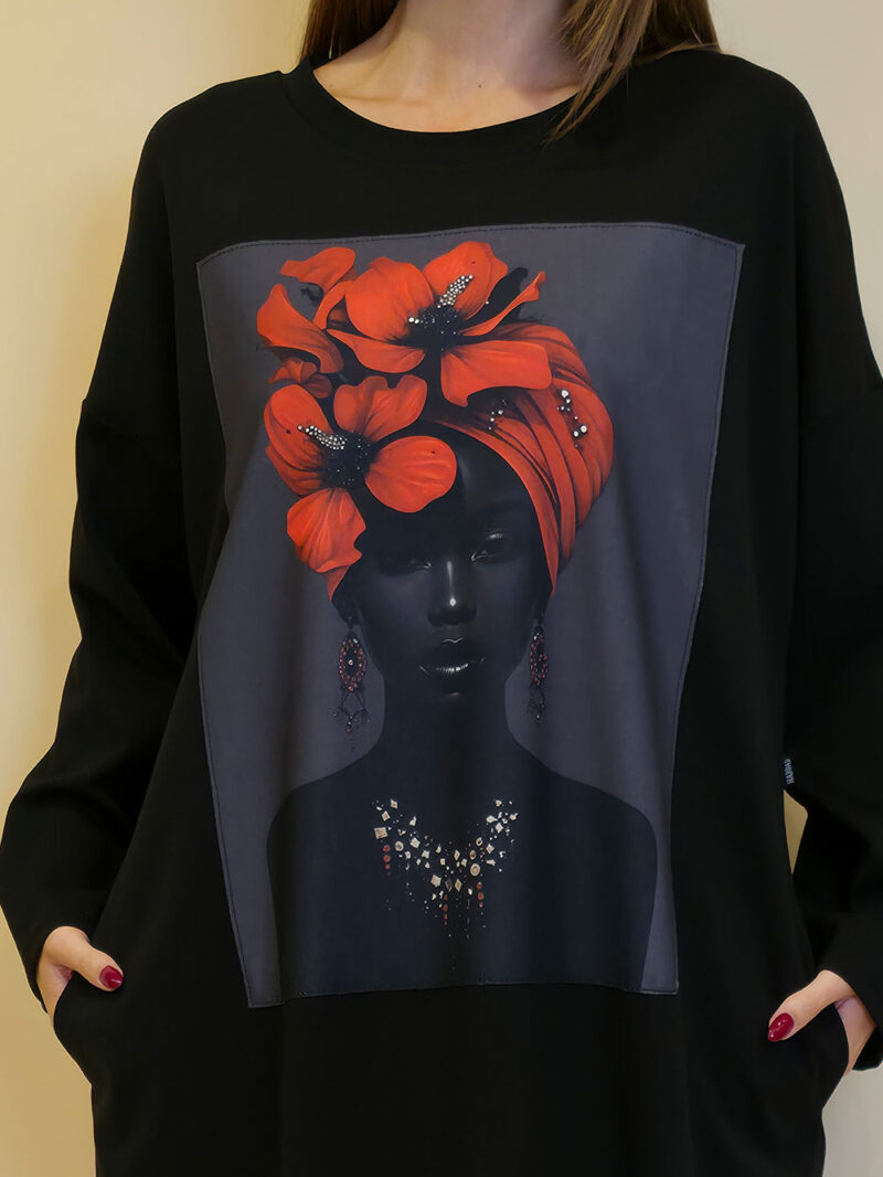 Haljina 44 Tigre PR - black - Red Turban