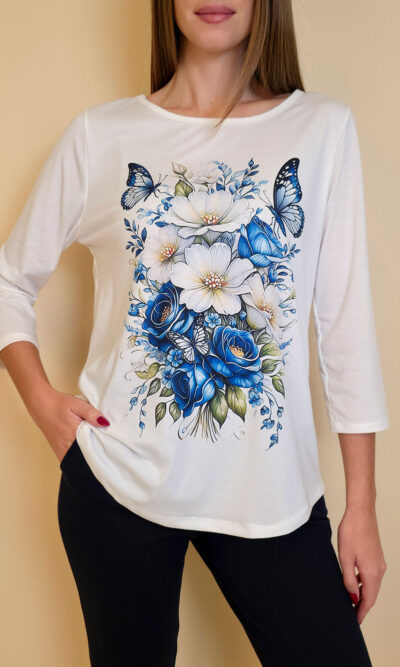 Majica 29 ElSio - viscose - Floral in Blue
