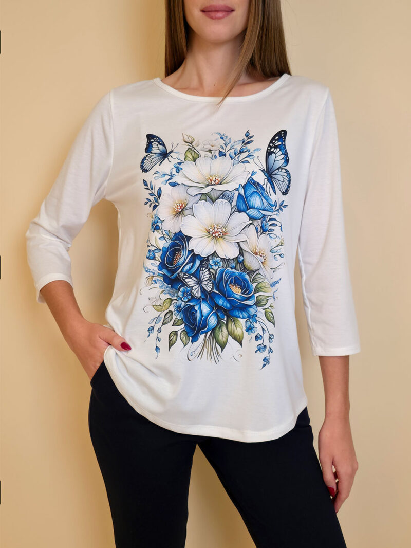Majica 29 ElSio - viscose - Floral in Blue