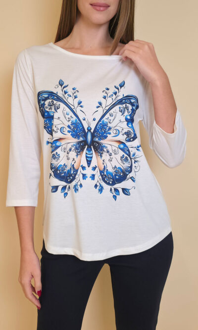 Majica 29 ElSio - viscose - Blue Lace Butterfly